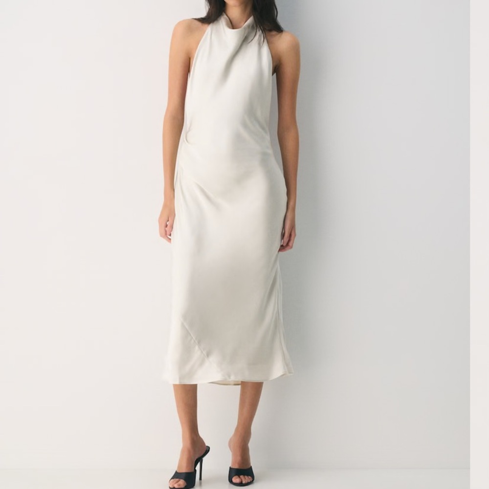 Aritzia Pearl Halter Satin Dress